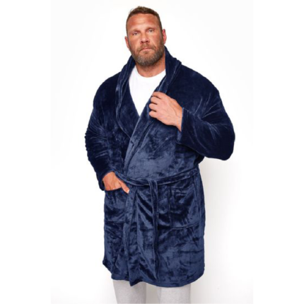 Mens Mr Strong Bathrobe Dressing Gown Male Adult Soft New Black Robe with Hood 